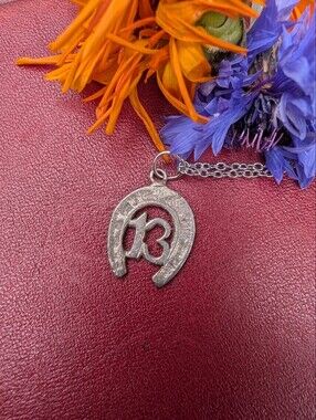 STERLING Silver Horseshoe Lucky '13' Pendant Necklace